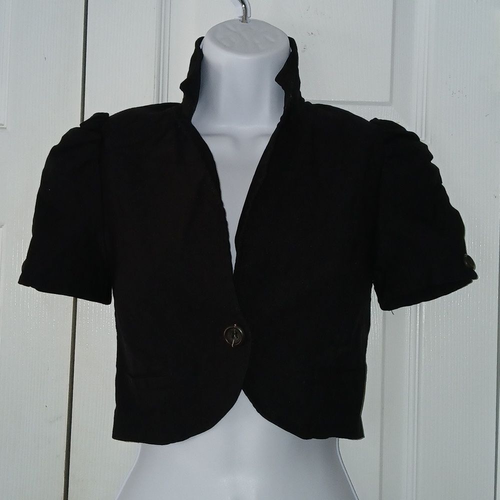 Have & Have black stretch cropped single button closure shrug jacket Sz S